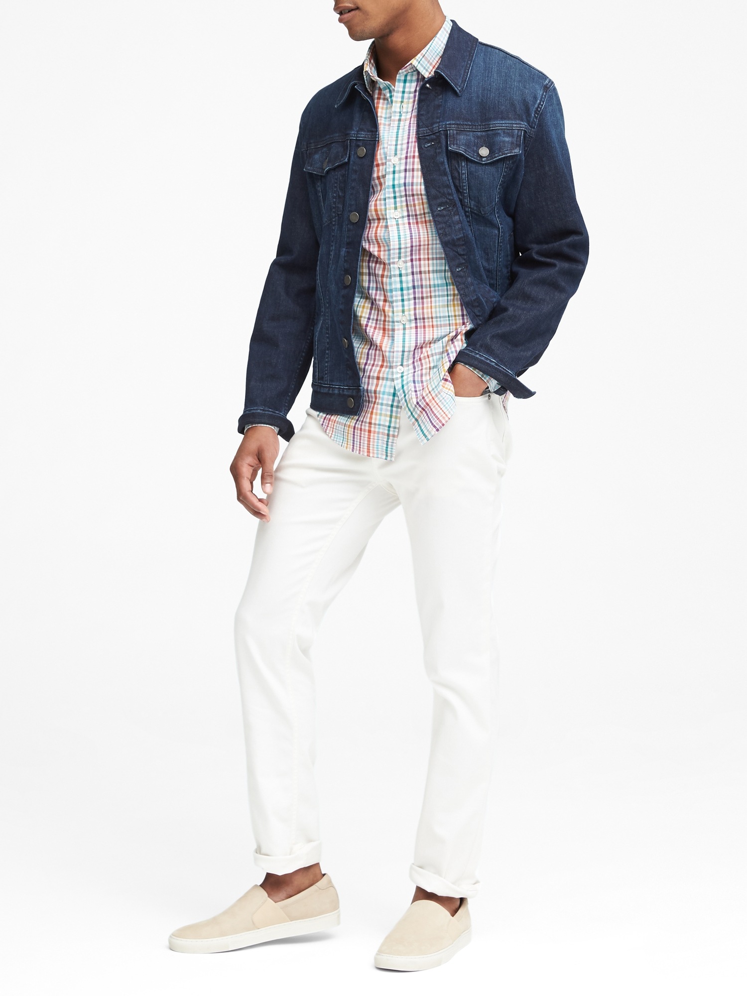 Grant Slim-Fit Luxe Poplin Madras Plaid Shirt