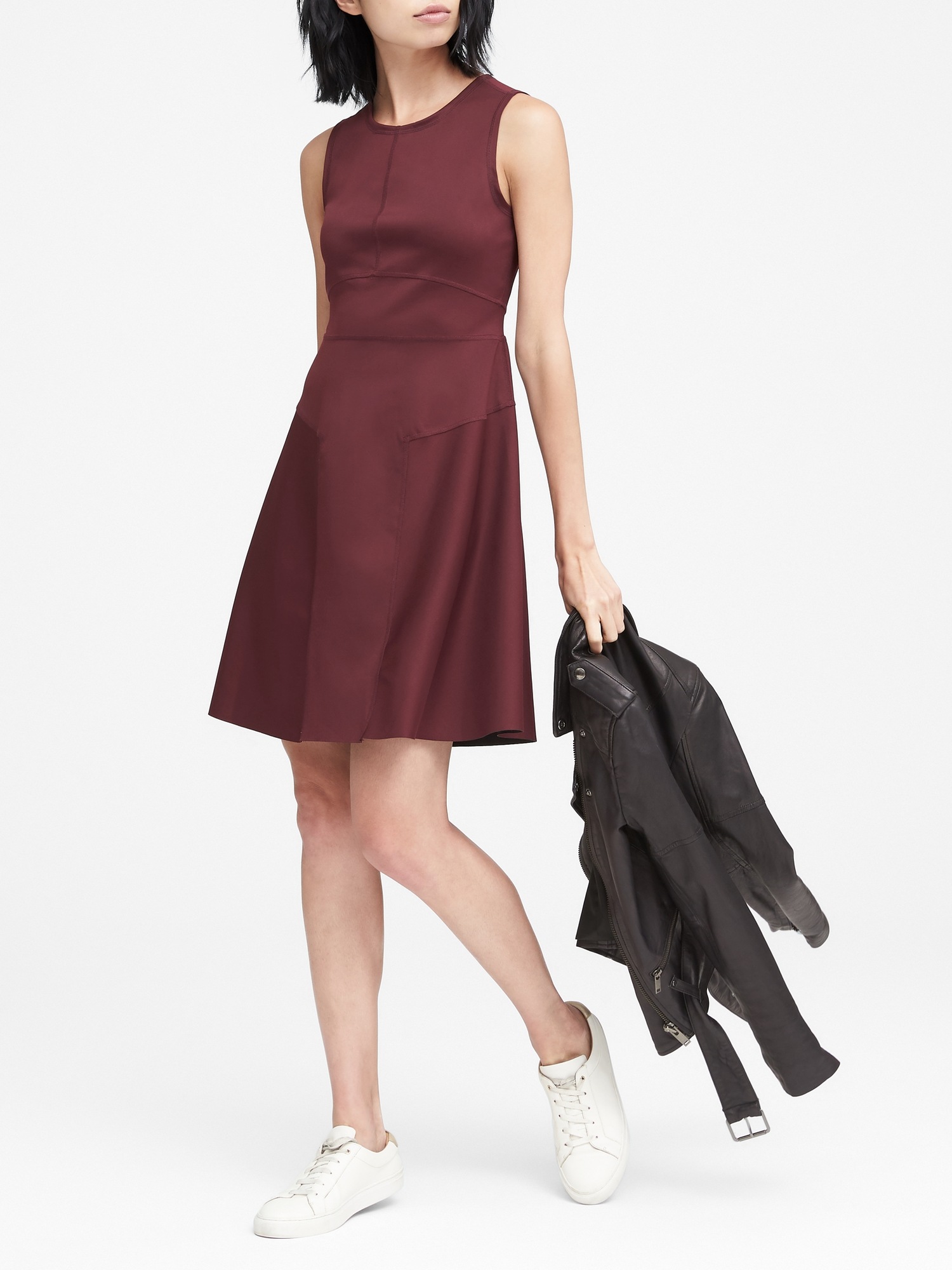 Wrinkle-Resistant Neoprene Fit-and-Flare Dress