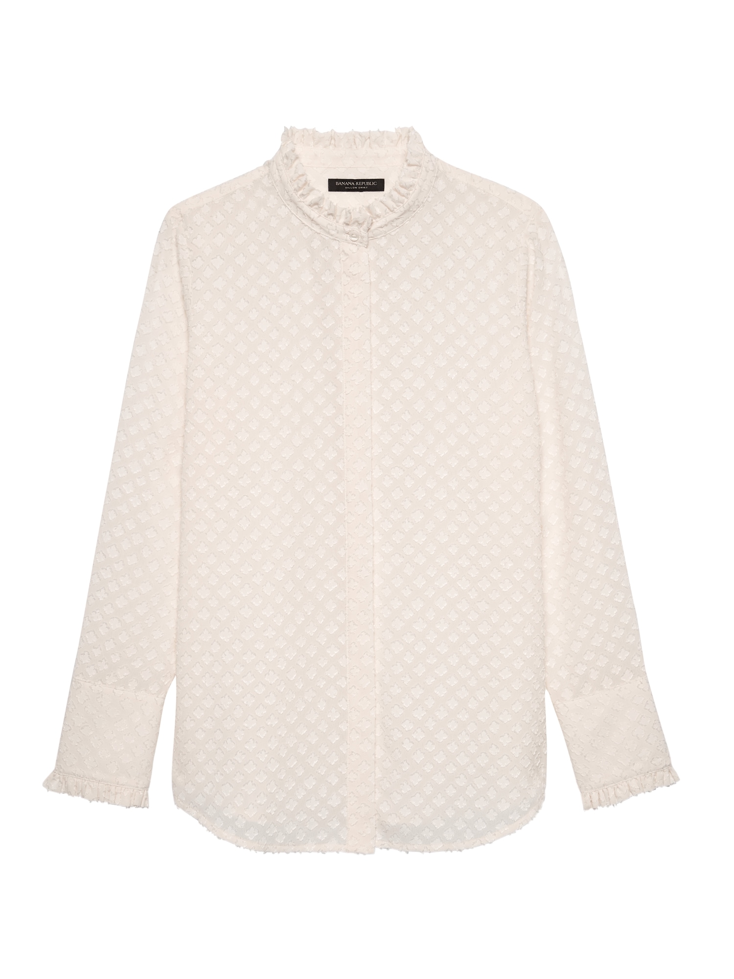 Petite Dillon Classic-Fit Semi-Sheer Ruffle Shirt