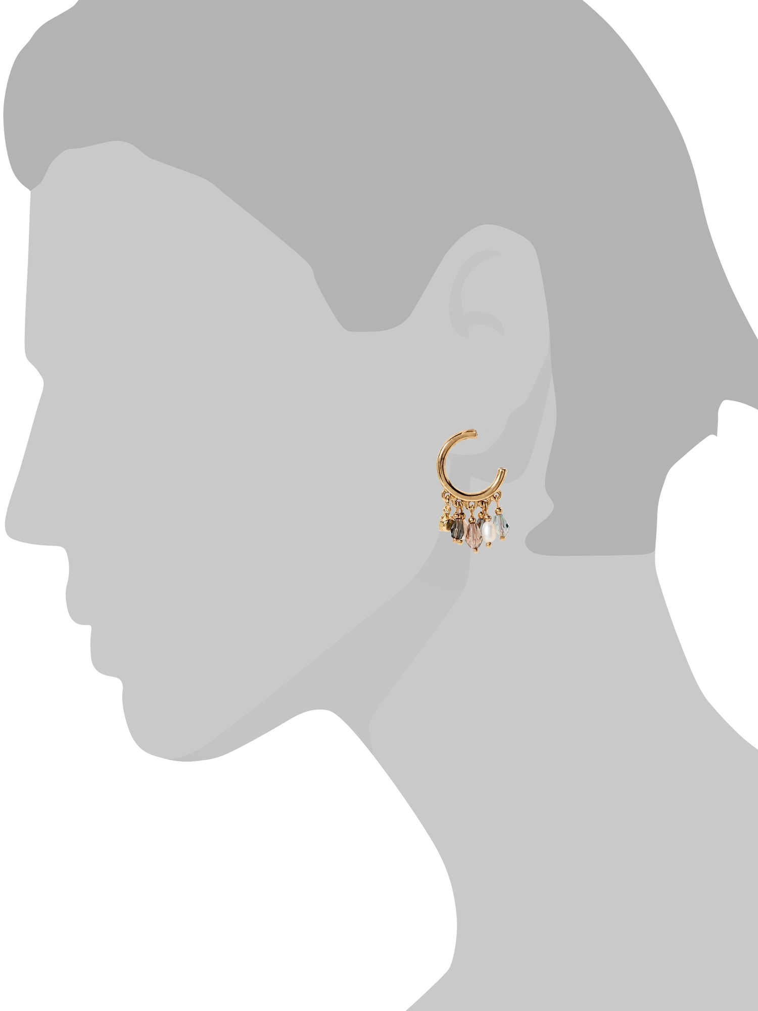 Stone Bead & Pearl Mini Hoop Earring