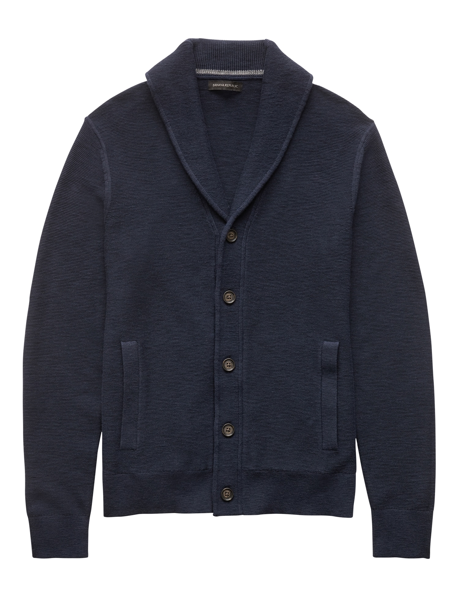 Cotton Shawl-Collar Cardigan Sweater