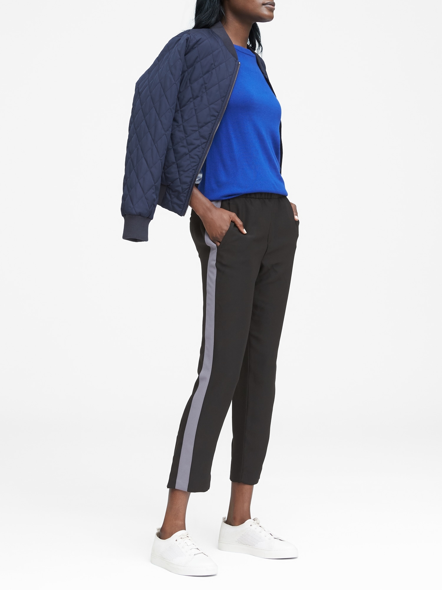 Hayden Tapered-Fit Pull-On Side-Stripe Ankle Pant