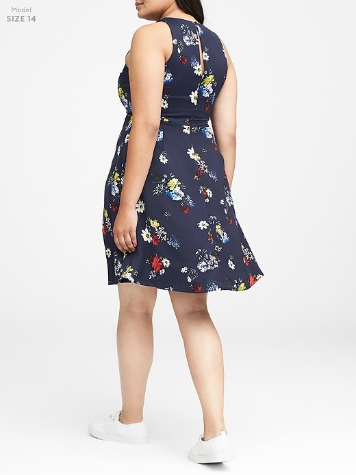 Patrizia Floral Racer-Neck Fit-and-Flare Dress