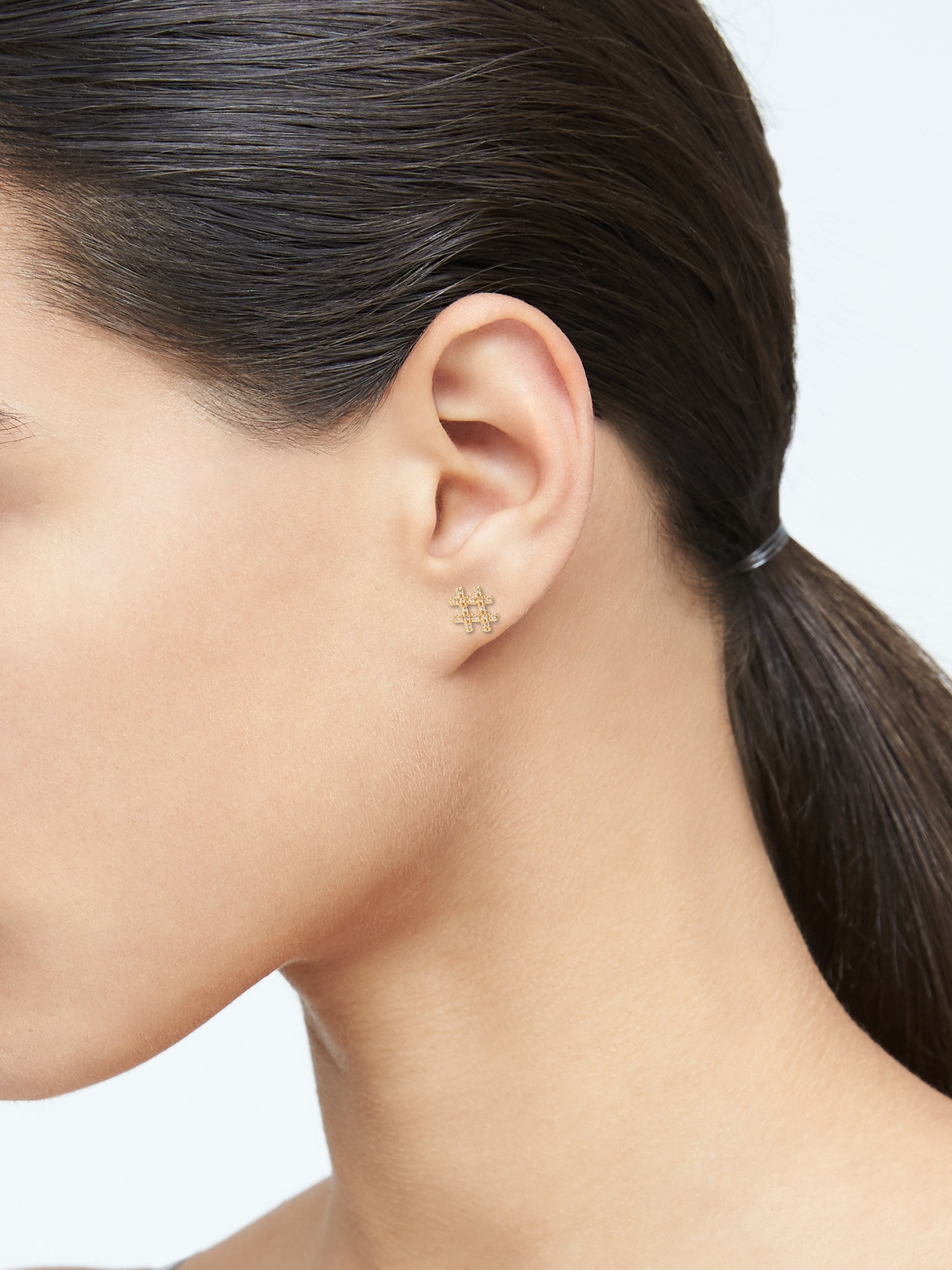 Pave Hashtag Stud Earring