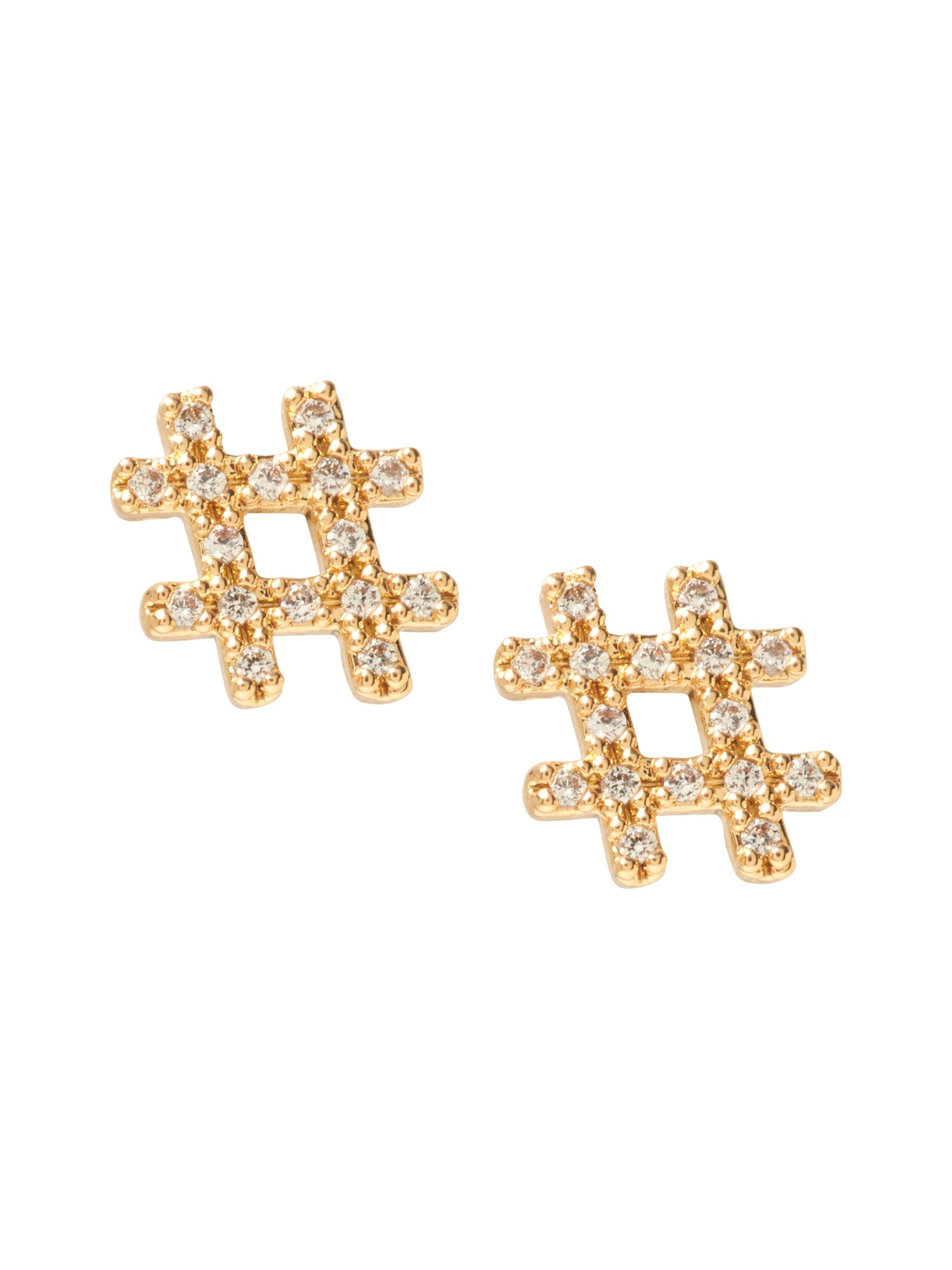 Pave Hashtag Stud Earring
