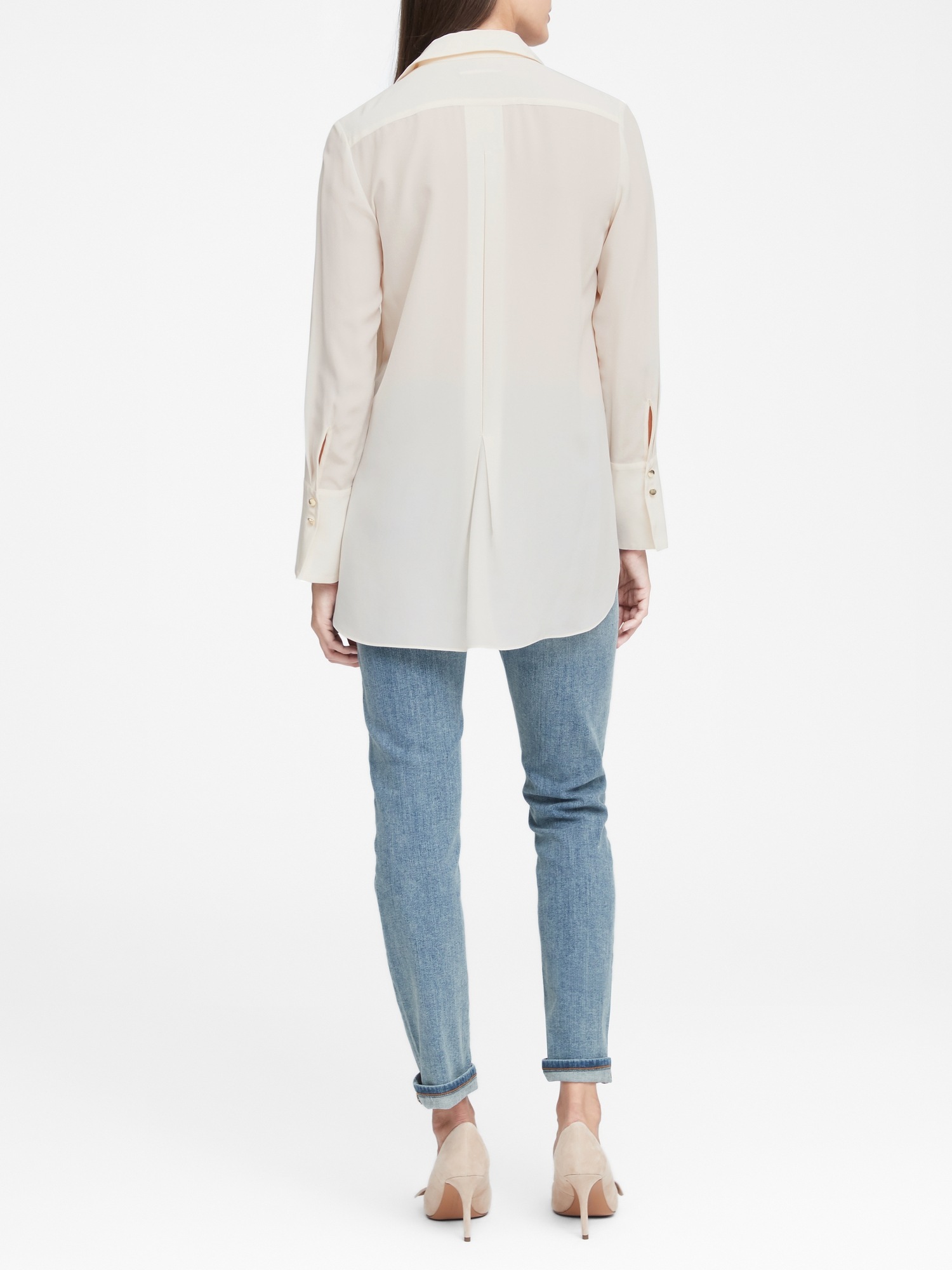 Parker Tunic-Fit Washable Silk High-Low Shirt