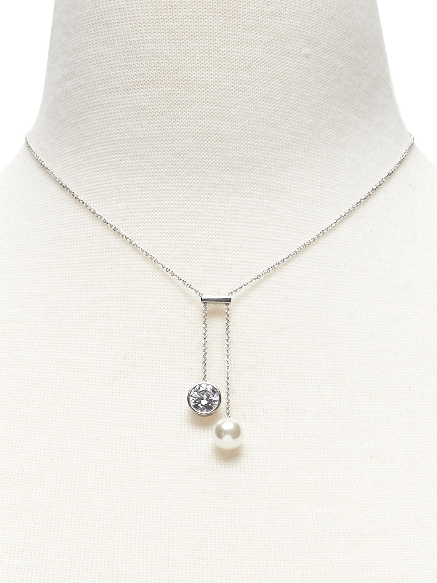 Modern Pearl and Stone Pendant Necklace