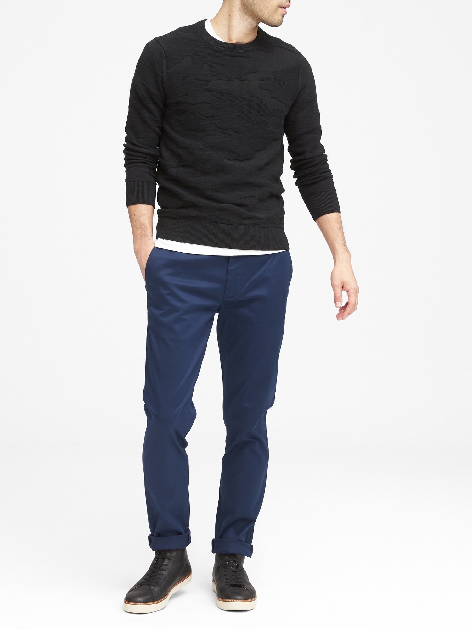 0060~camouflage crew-neck sweater