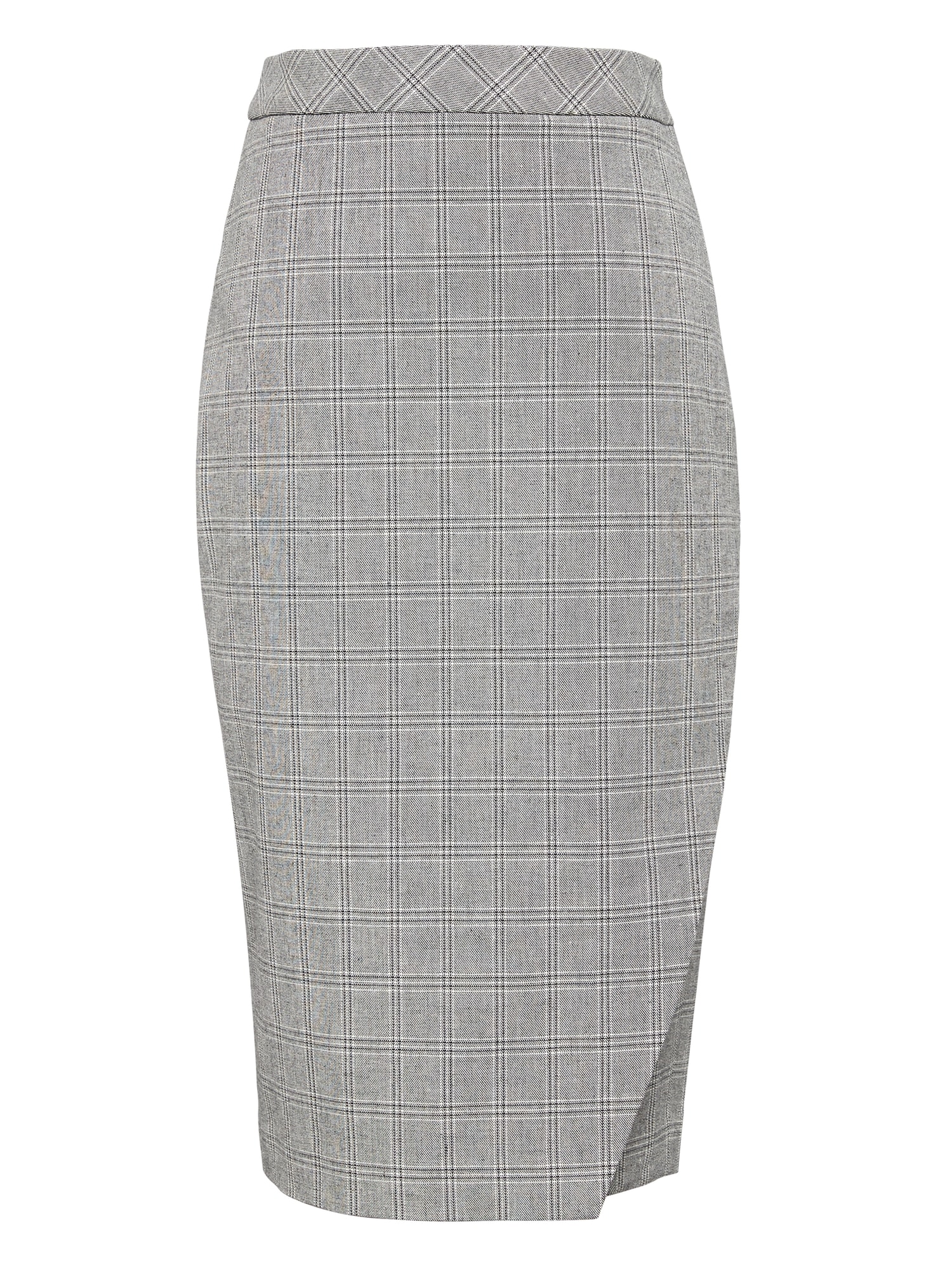 Plaid Bi-Stretch Wrap-Front Pencil Skirt