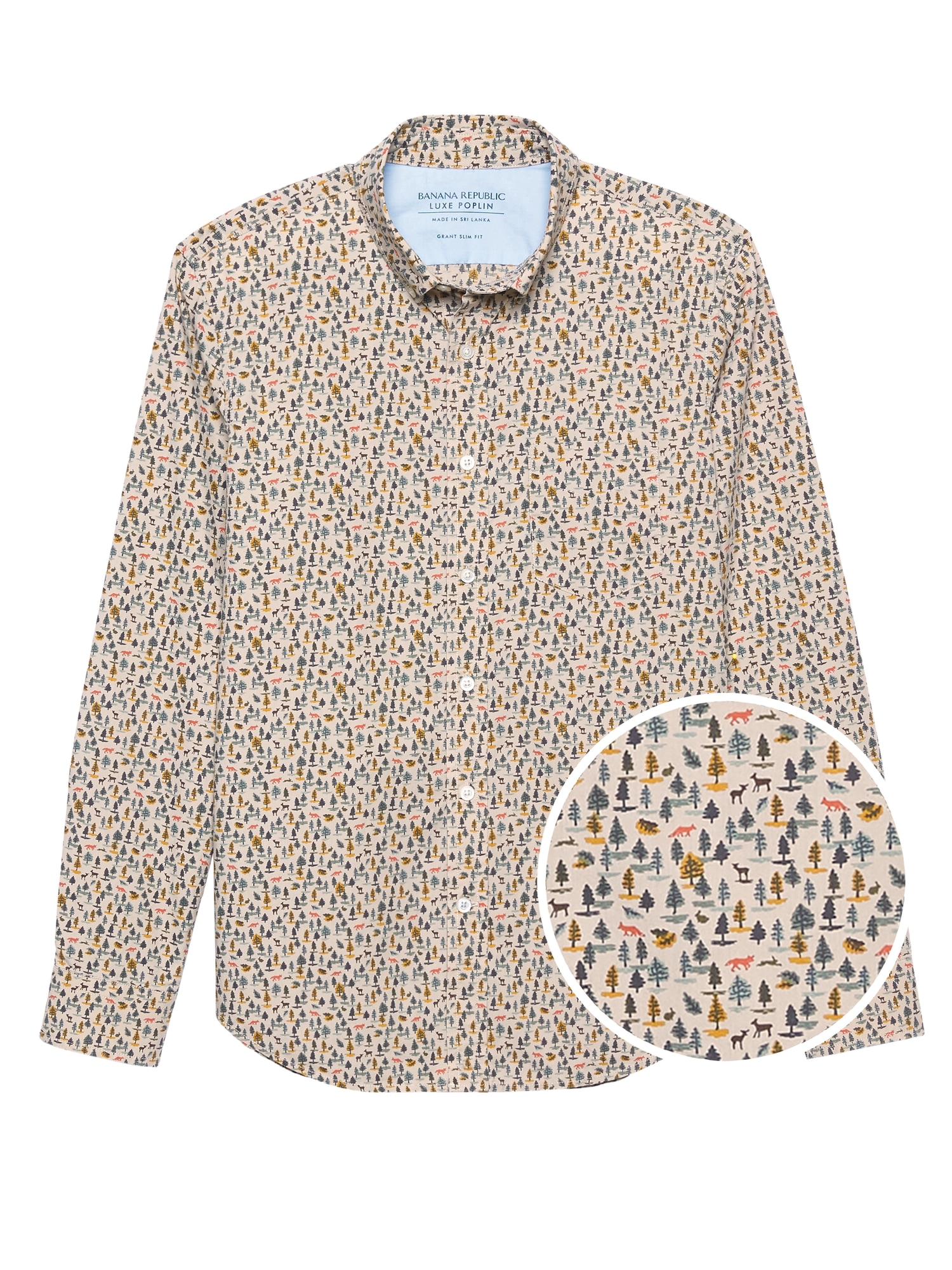 JAPAN ONLINE EXCLUSIVE Slim-Fit Luxe Poplin Forest Print Shirt