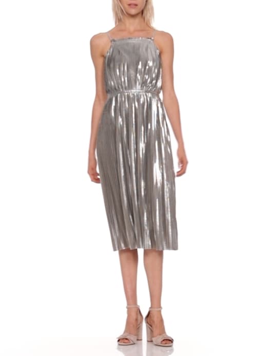 Banana republic metallic pleated dress online