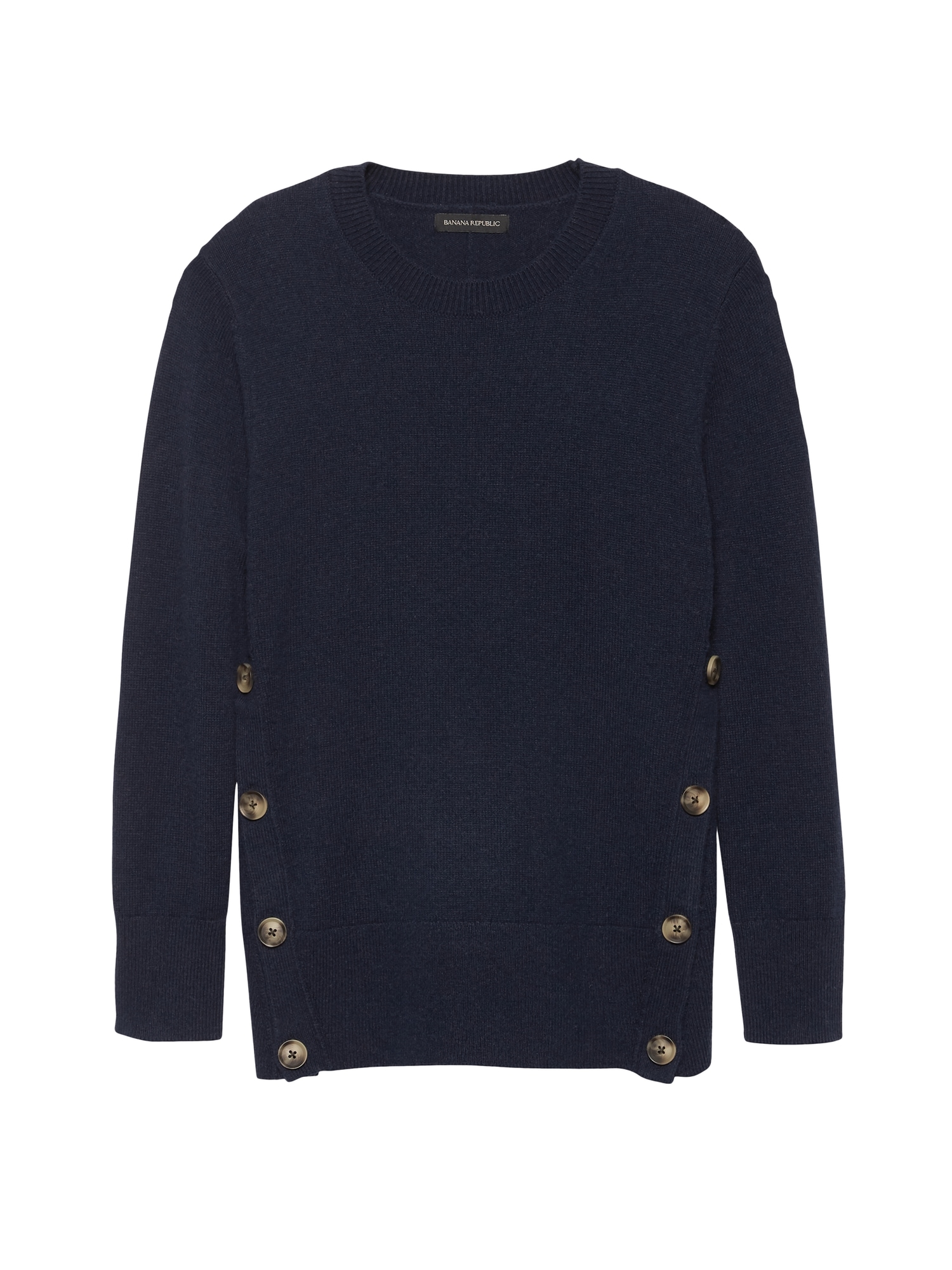 Cotton-Wool Blend Button-Side Sweater