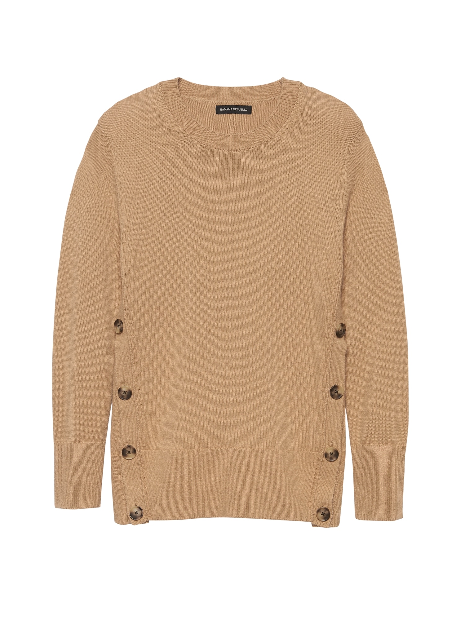 Cotton-Wool Blend Button-Side Sweater