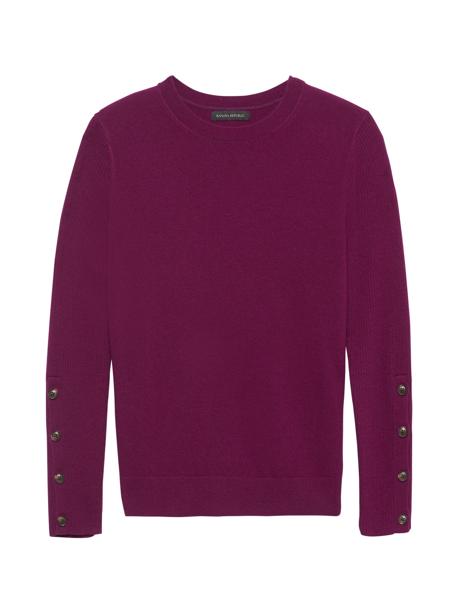 Italian Merino Blend Button-Cuff Sweater