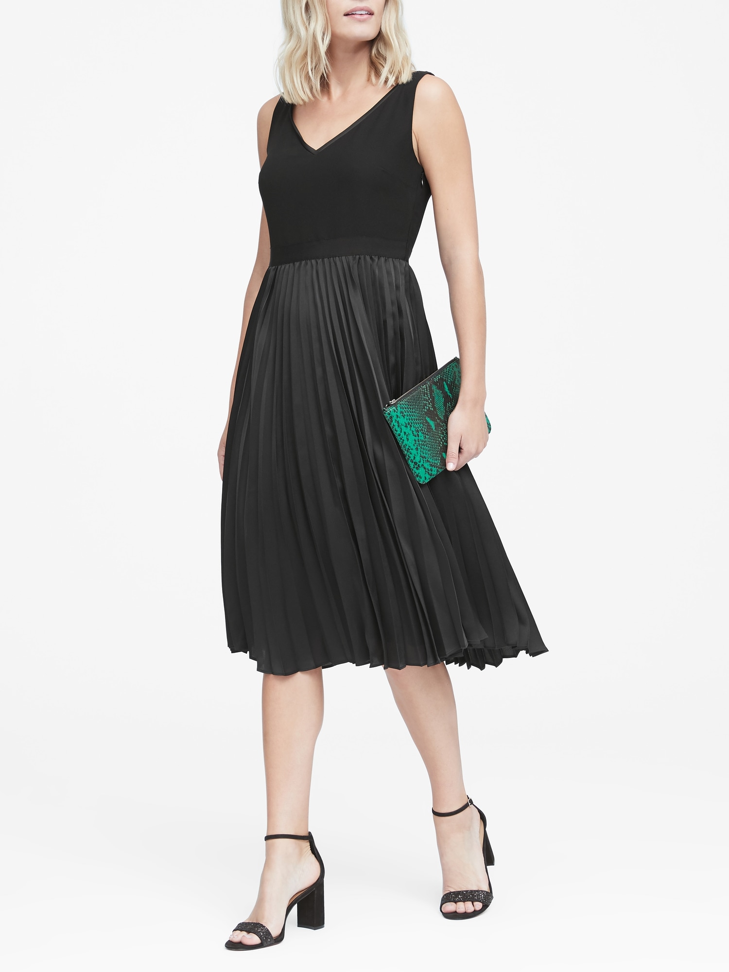 Petite Pleated Fit-and-Flare Dress