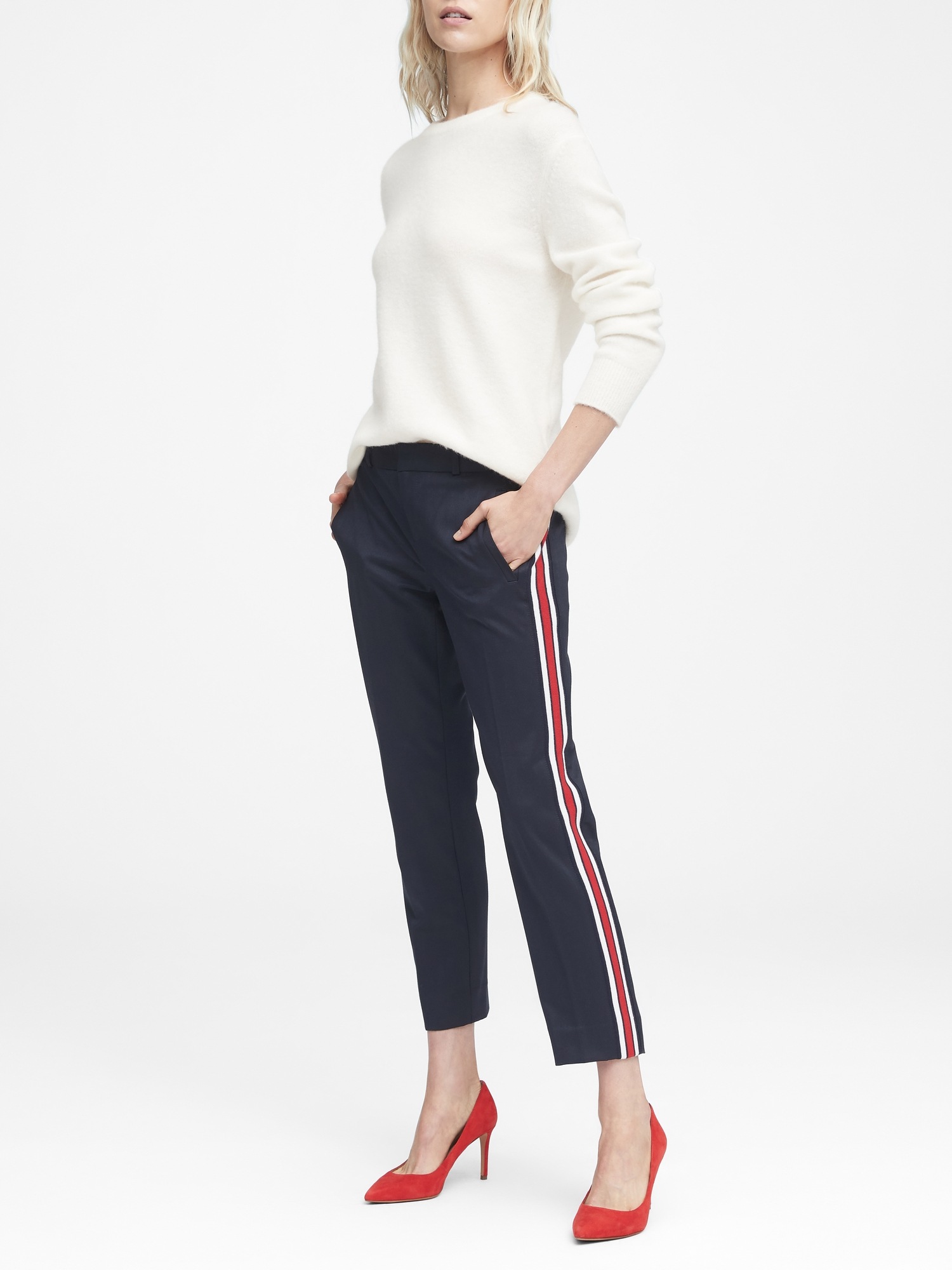 Avery Straight-Fit Side-Stripe Ankle Pant