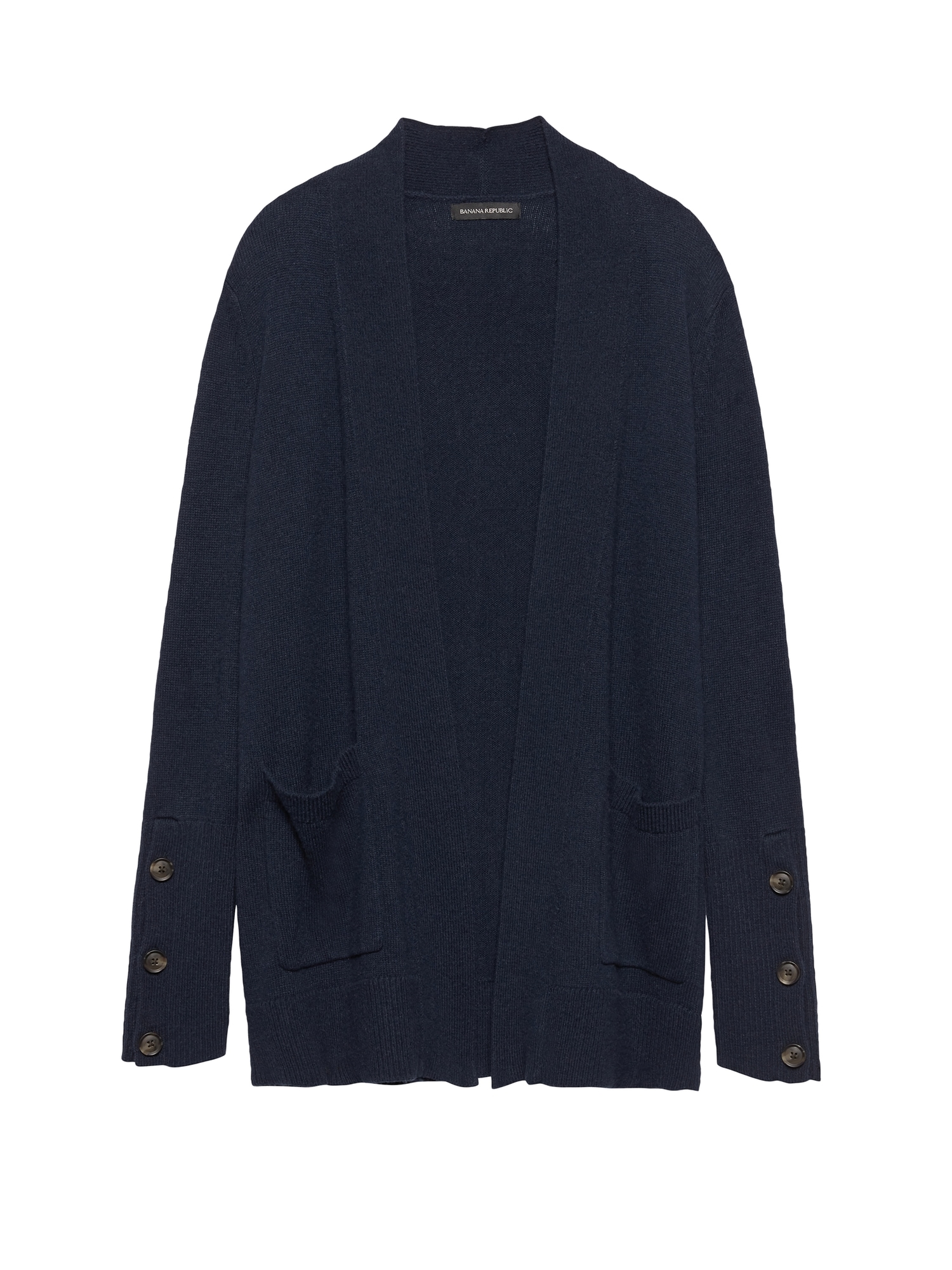 Cotton-Wool Blend Open Cardigan Sweater