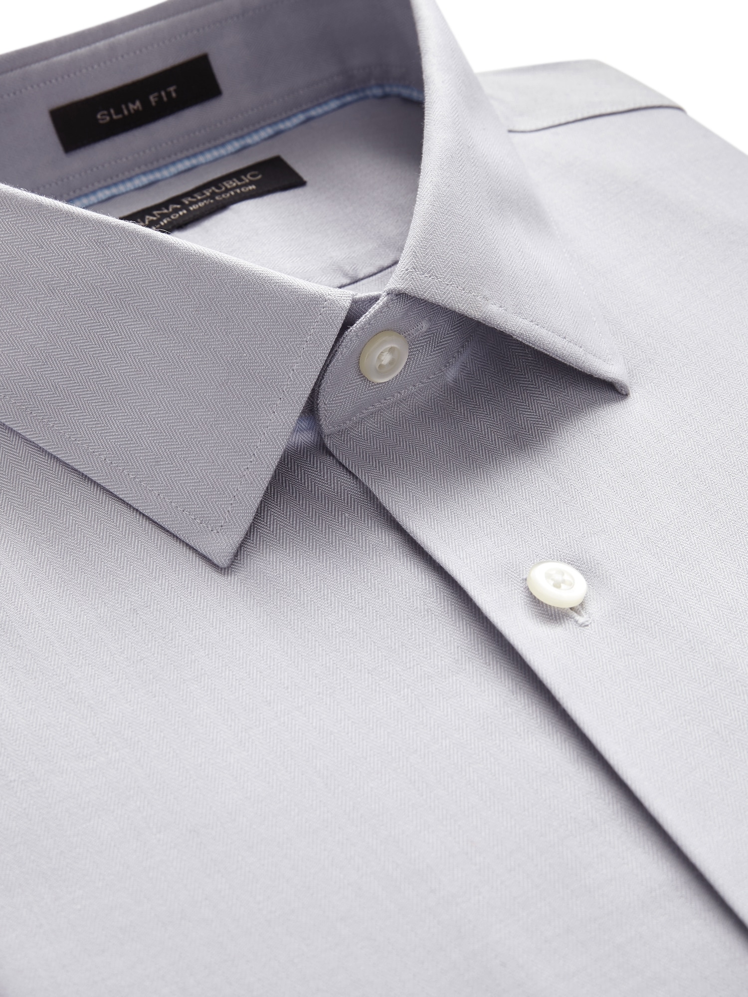 Grant Slim-Fit Non-Iron Herringbone Dress Shirt