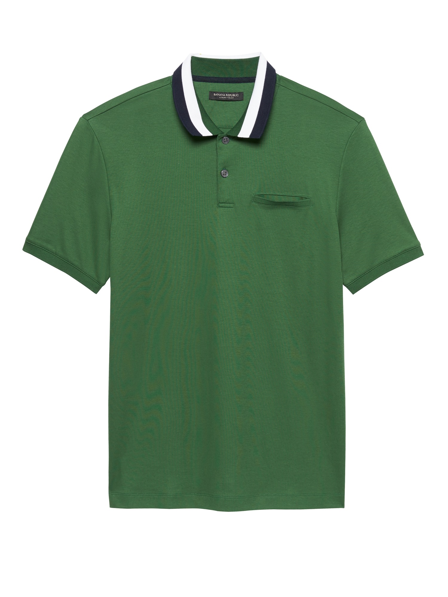 Slim Luxury-Touch Tri-Color Collar Polo