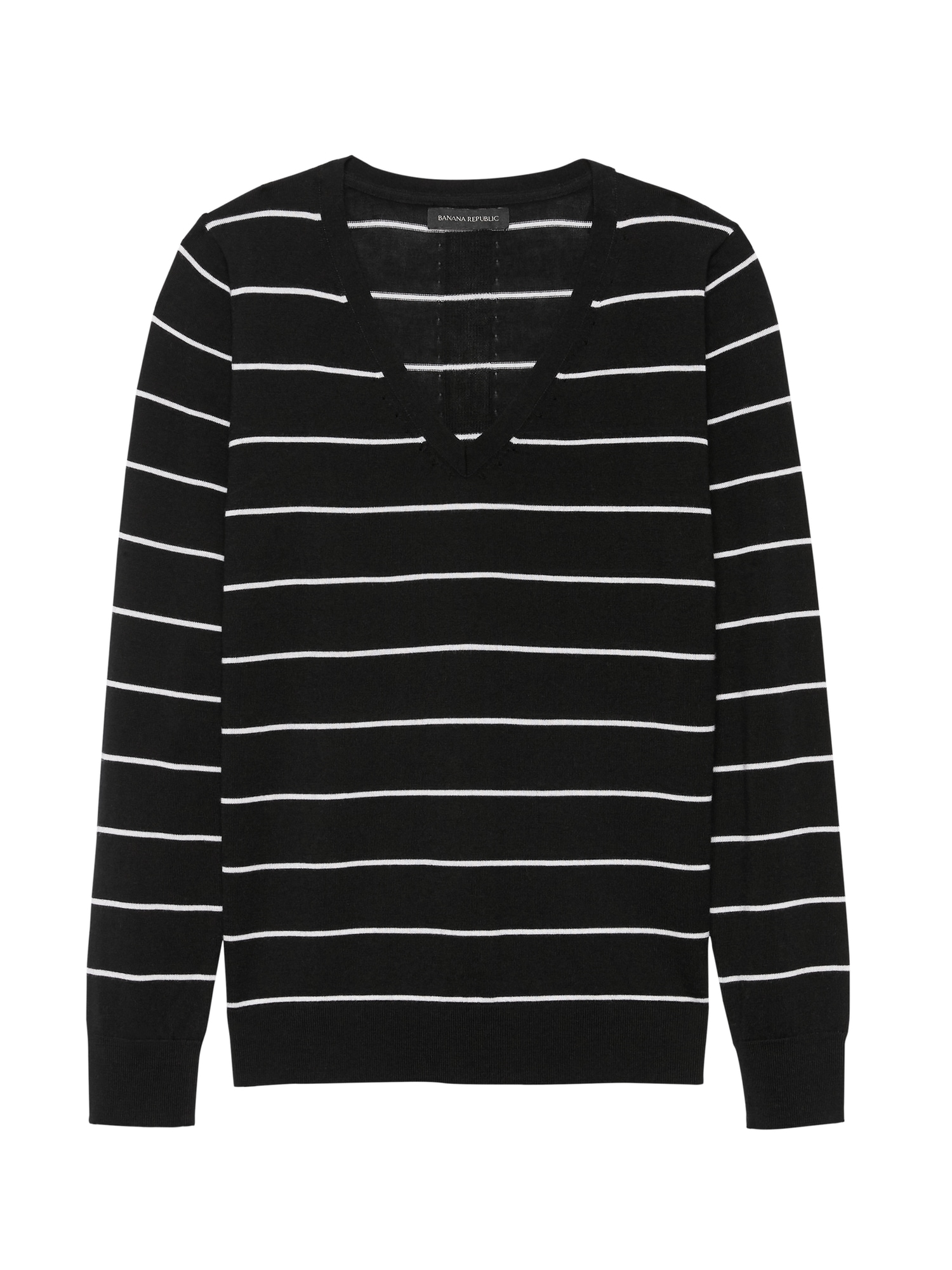 Washable Merino Stripe V-Neck Sweater