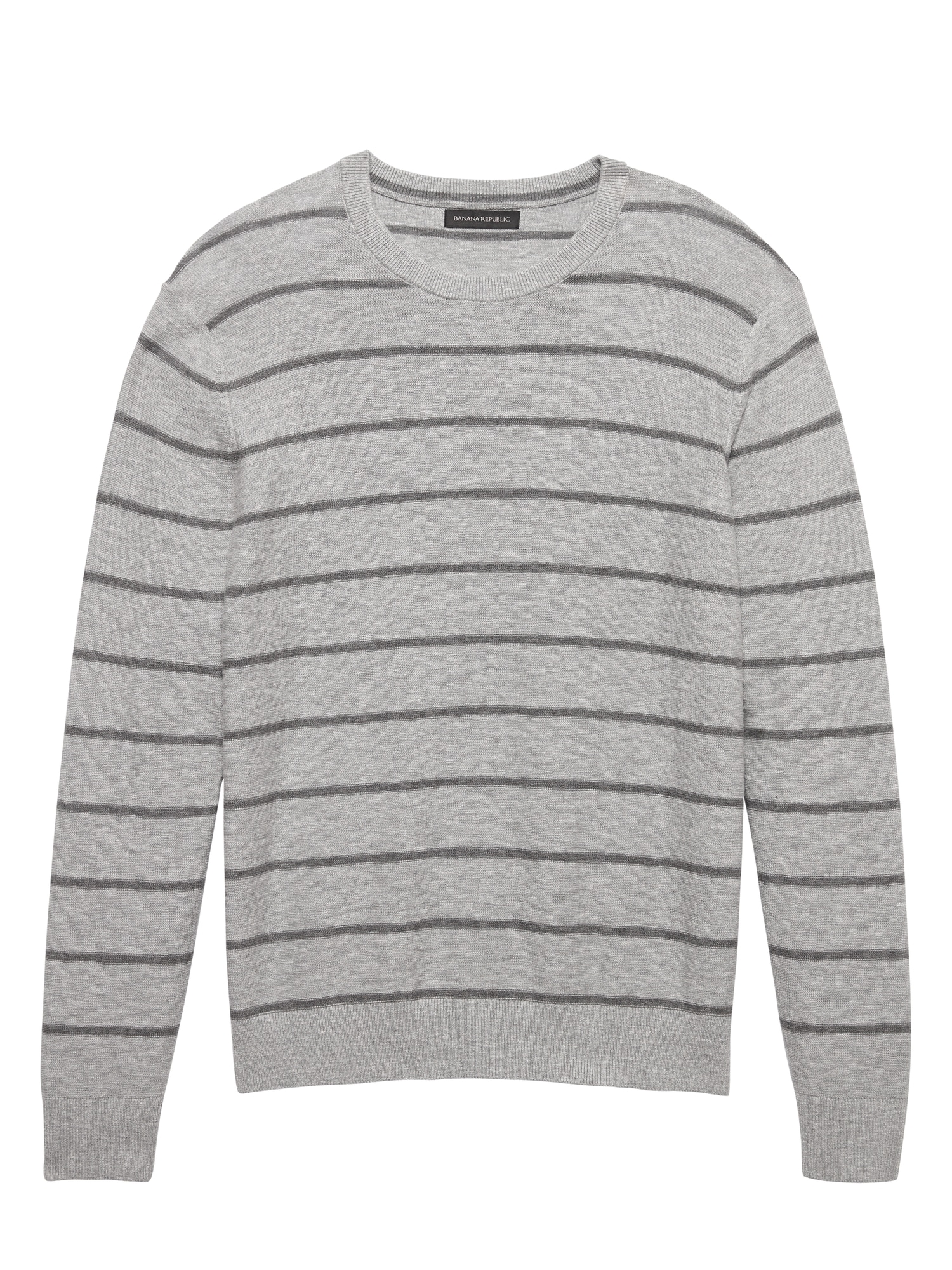 Textured Cotton Stripe Crew-Neck Sweater
