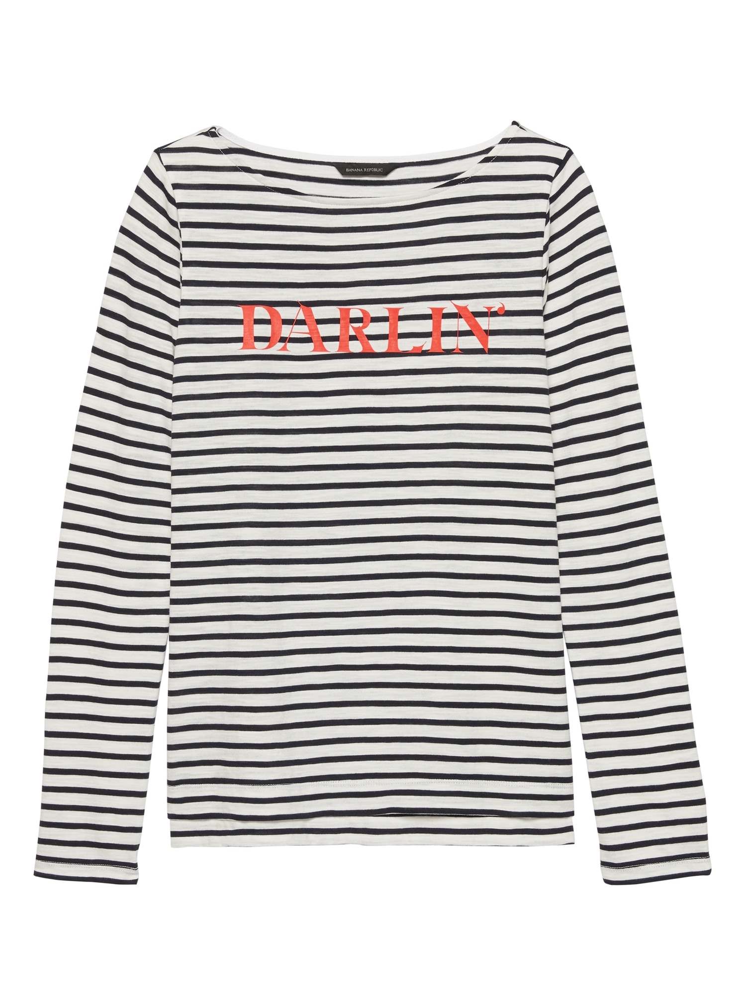 Slub Cotton-Modal Graphic Stripe T-Shirt