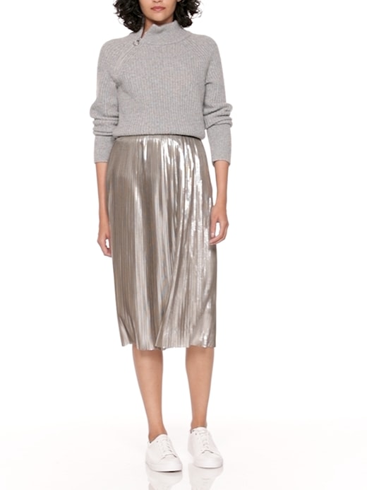 Silver pleated skirt outlet banana republic