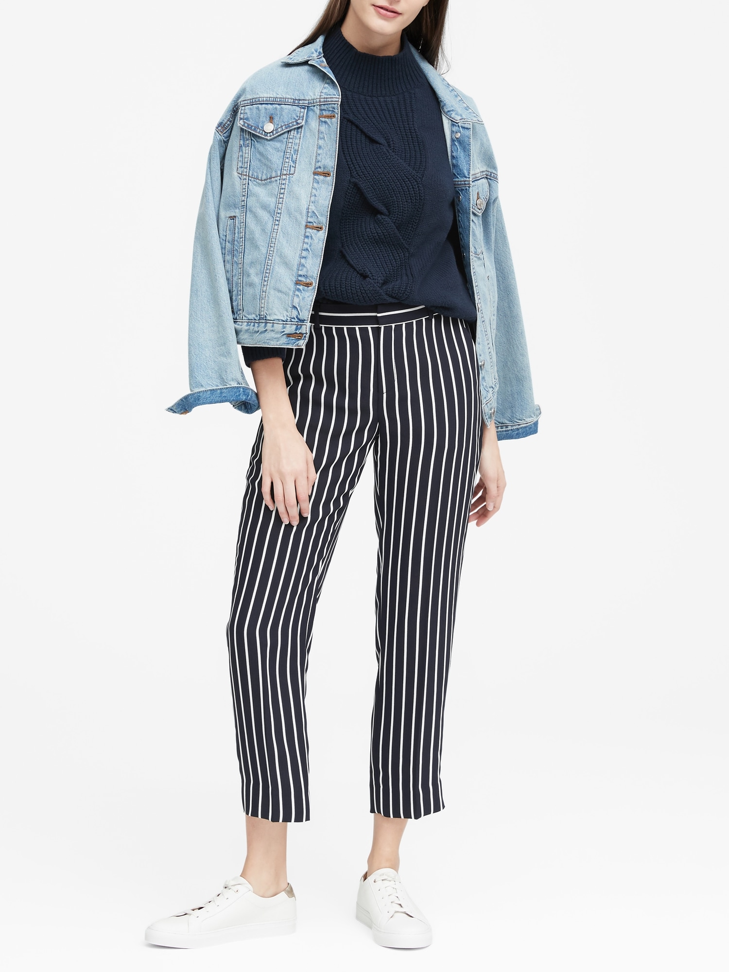 Avery Straight-Fit Stripe Ankle Pant