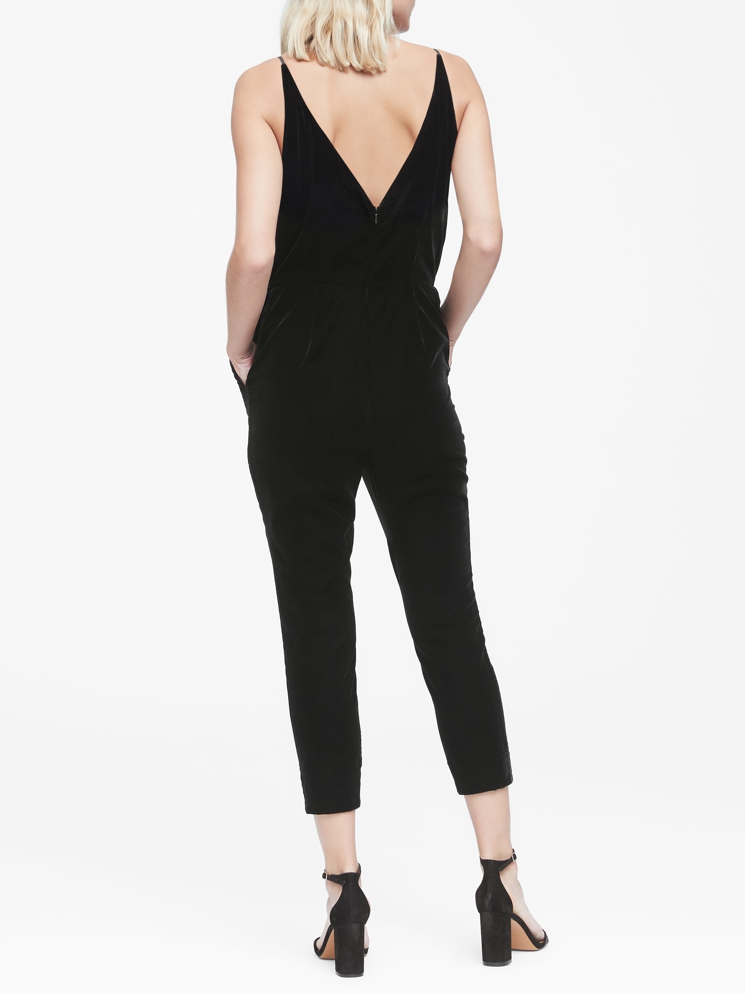 Make Memories Black Plunge Sleeveless Wide-Leg Jumpsuit