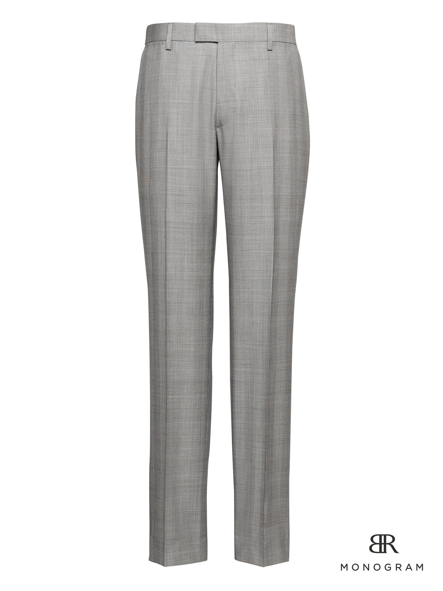 Monogram Slim Gray Plaid Wool Suit Pant