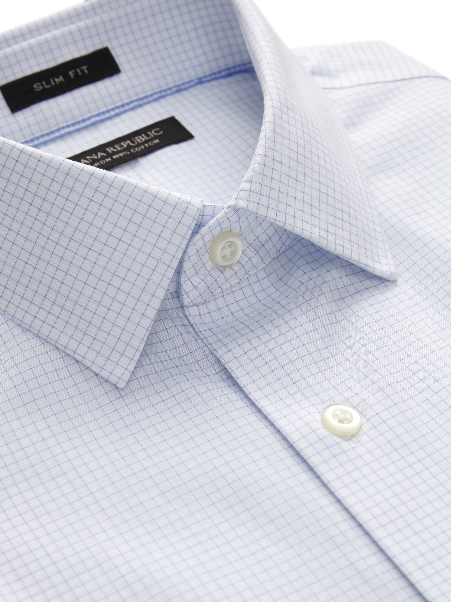 Grant Slim-Fit Non-Iron Grid Dress Shirt | Banana Republic