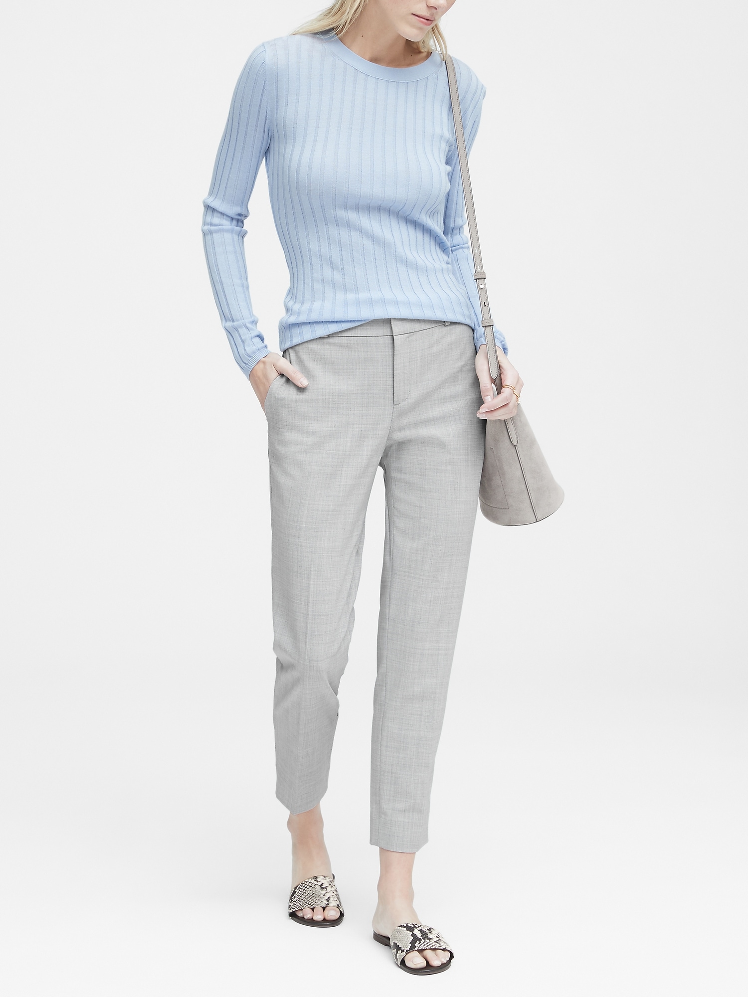 Avery Straight-Fit Heathered Ankle Pant
