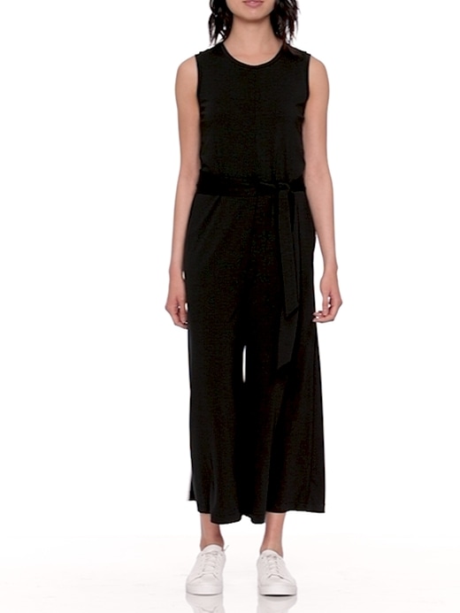 Soft Ponte Cropped Wide Leg Jumpsuit Banana Republic