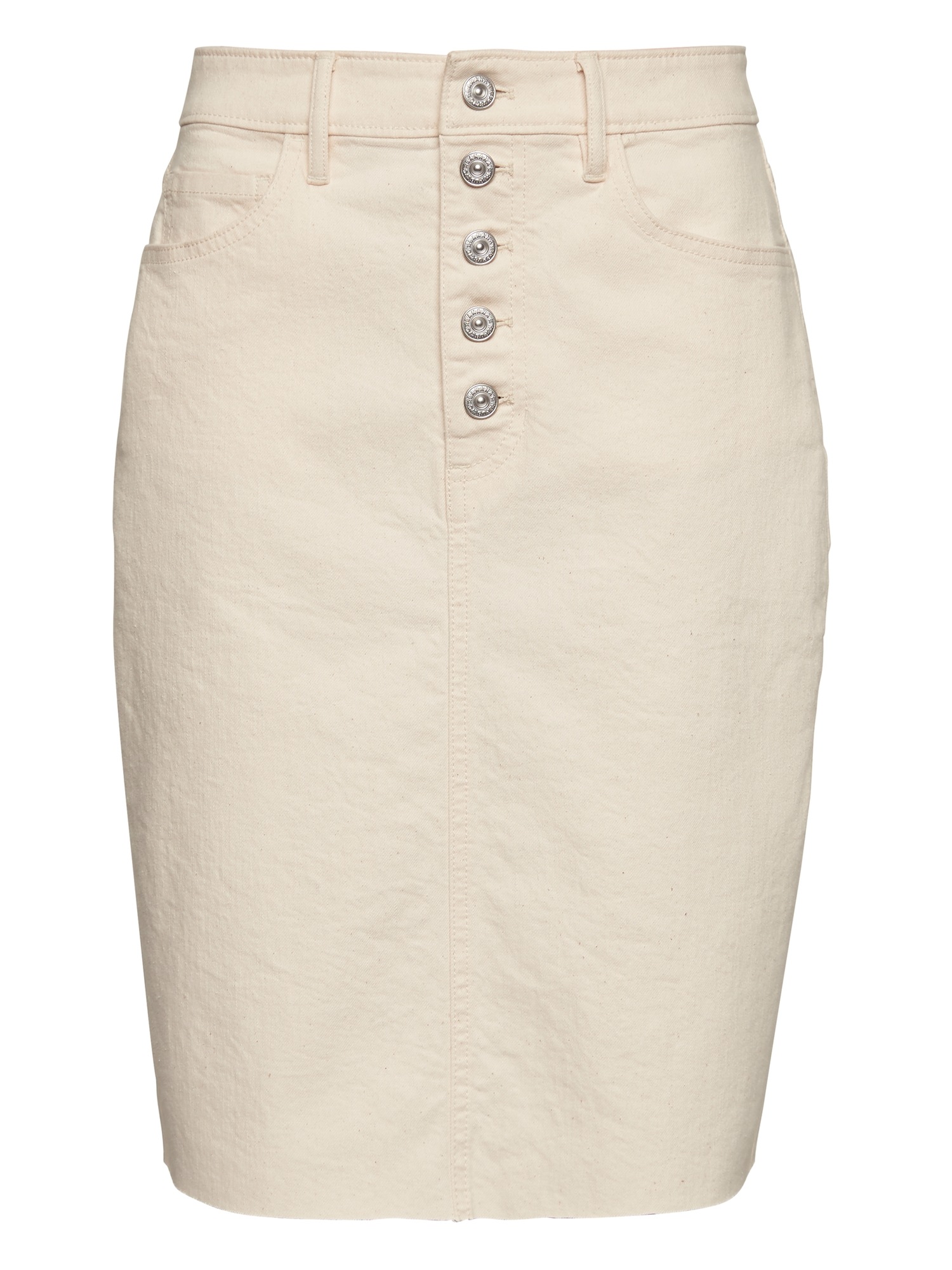 Petite Button-Fly Denim Skirt