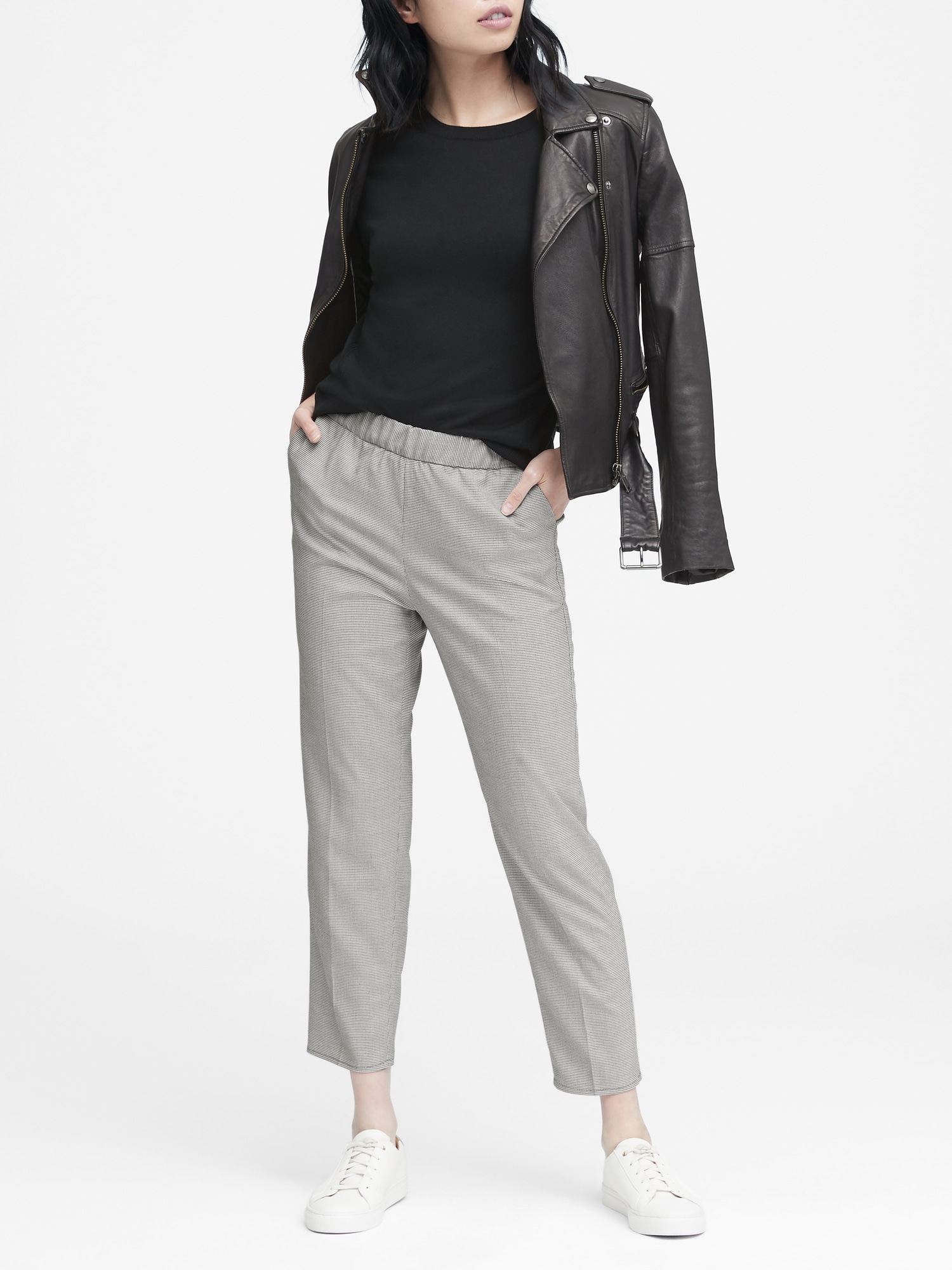 Hayden Tapered-Fit Check Pull-On Ankle Pant