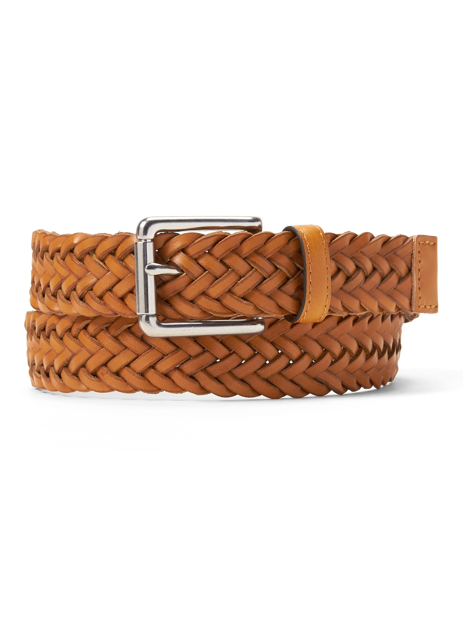 Braided Leather Roller Buckle Belt