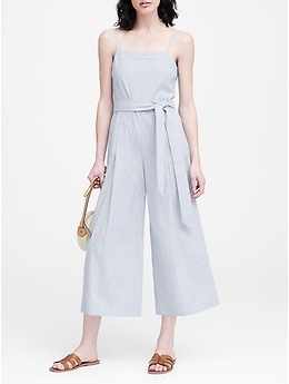 Cropped Linen-Cotton Jumpsuit