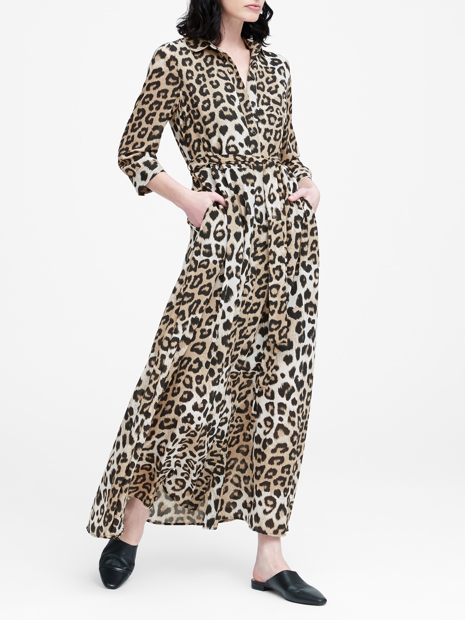 Leopard Print Maxi Shirtdress
