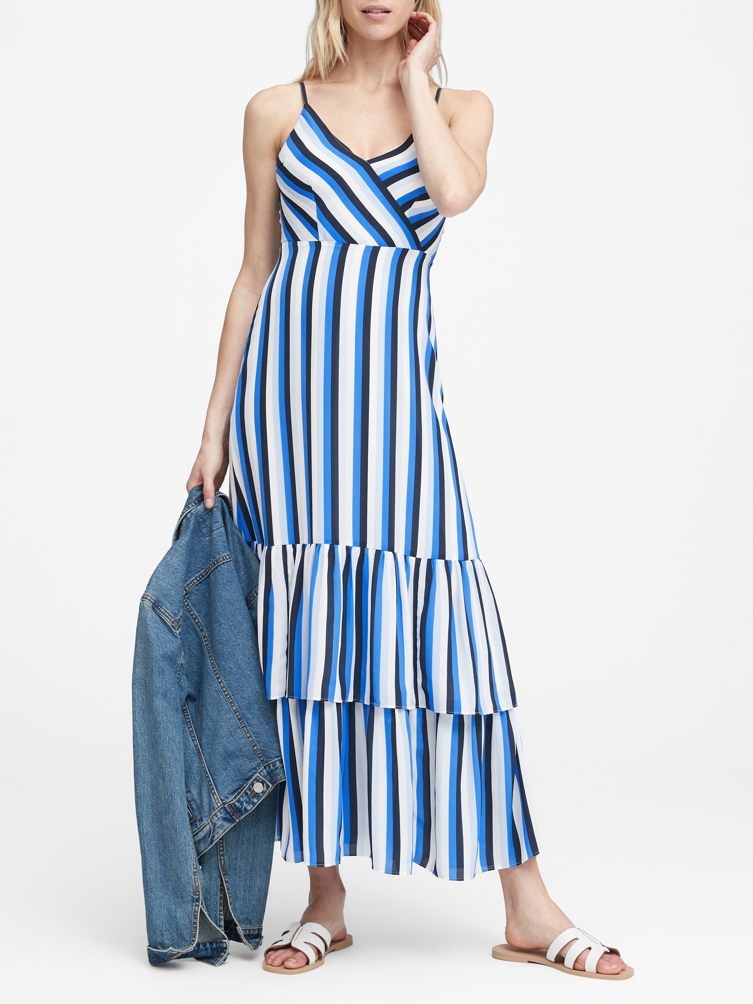 Petite Stripe Tiered Maxi Dress