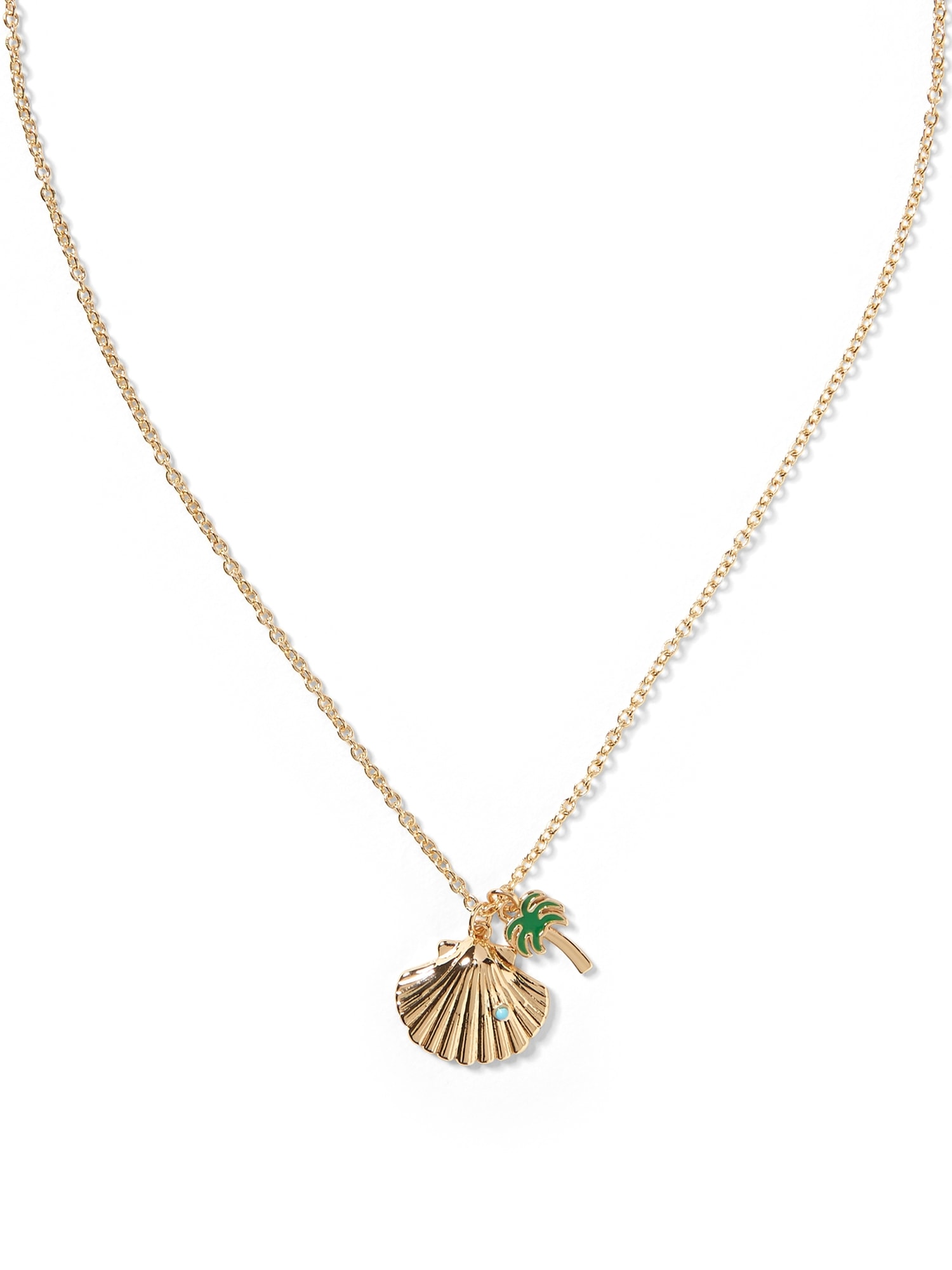 Shell & Palm Tree Charm Necklace