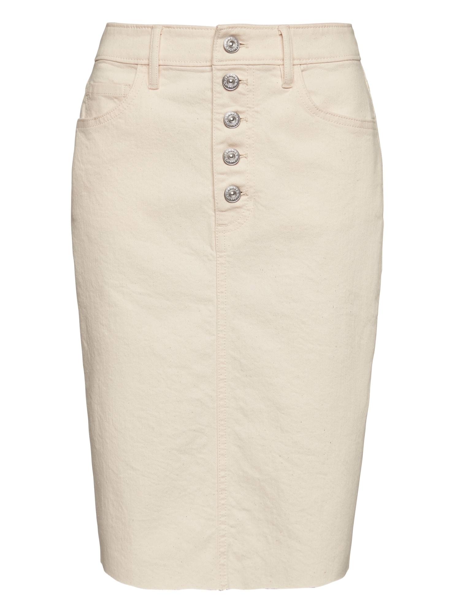 Button-Fly Denim Skirt
