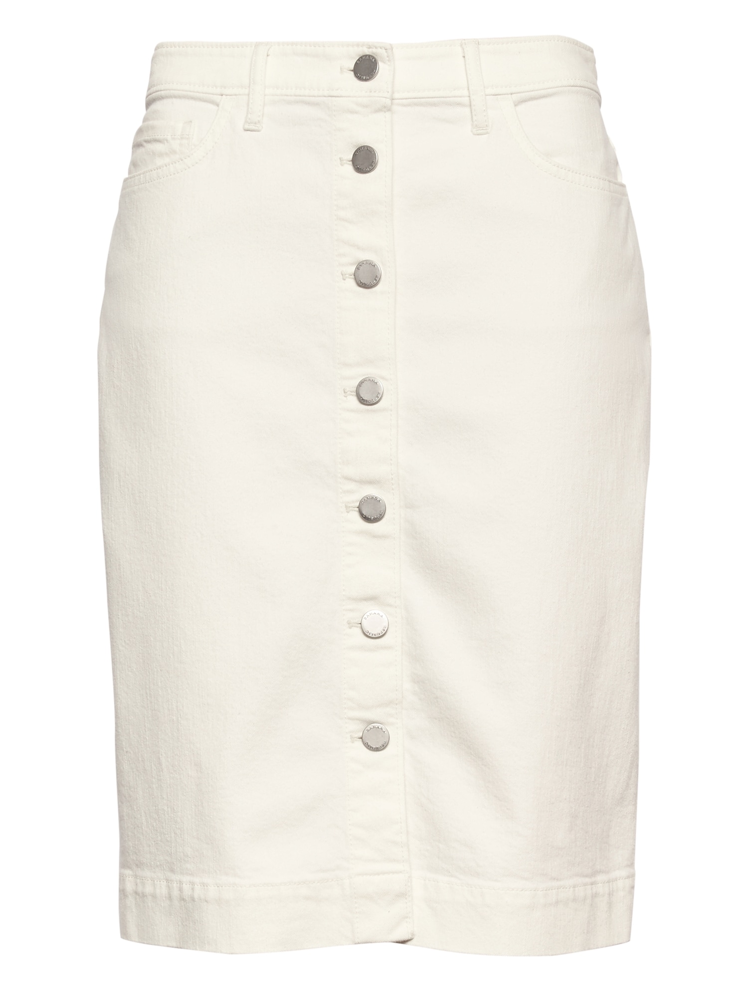 Petite Button-Front Denim Skirt