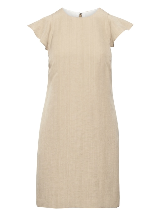 Linen-Blend Flutter-Sleeve Dress