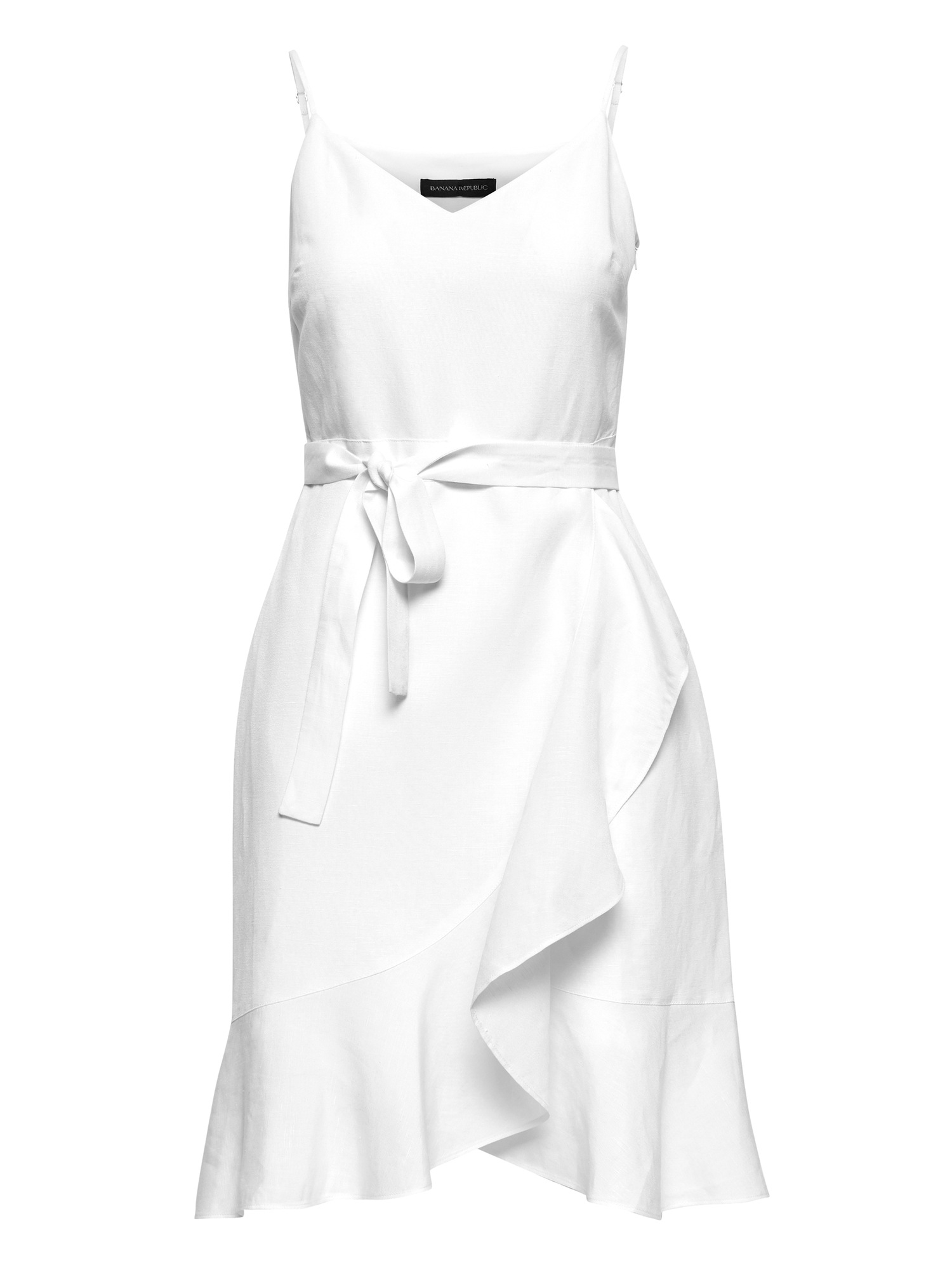 Linen-Blend Ruffle Wrap Dress | Banana Republic
