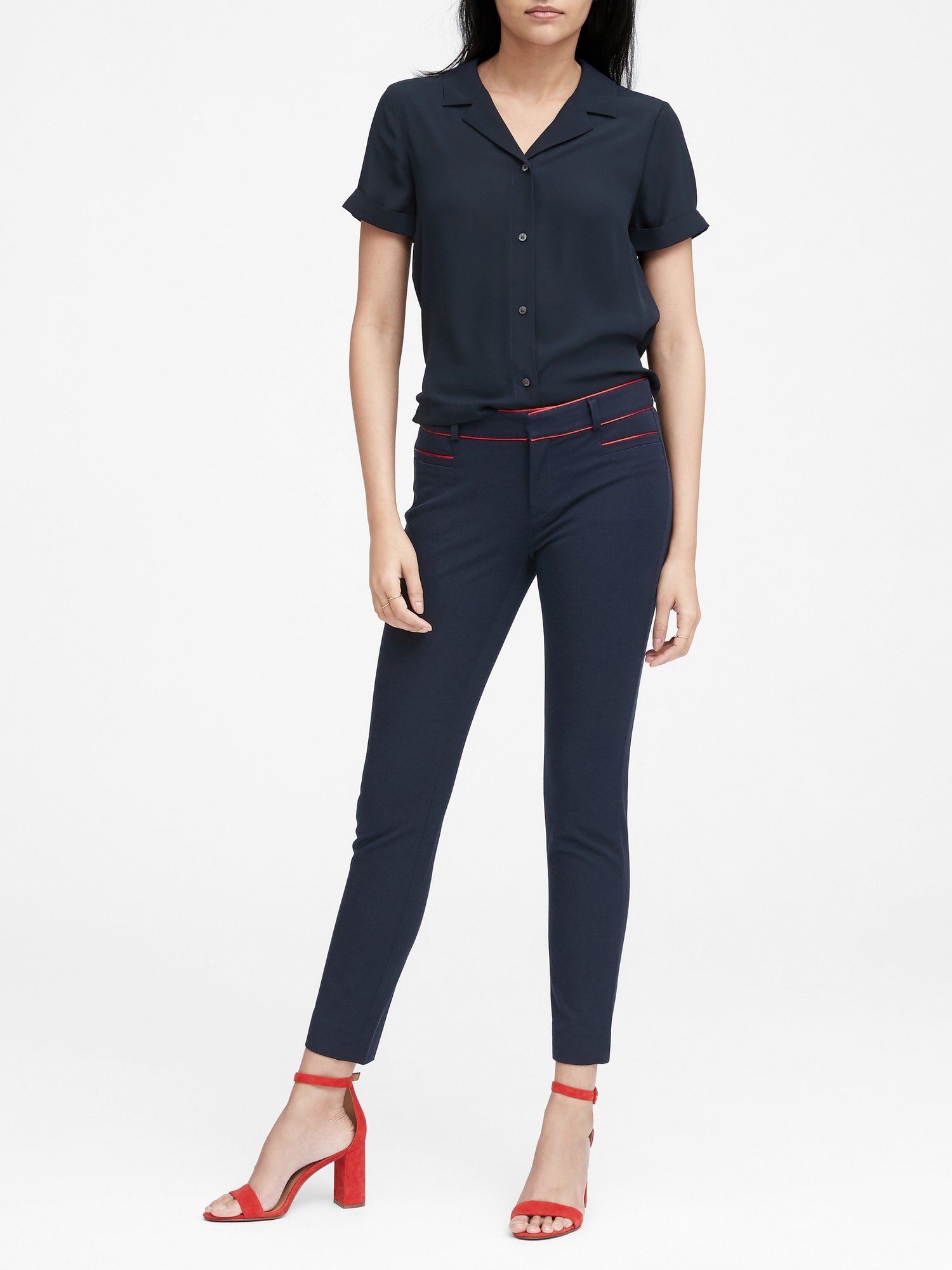 Petite Sloan Skinny-Fit Pant with Piping