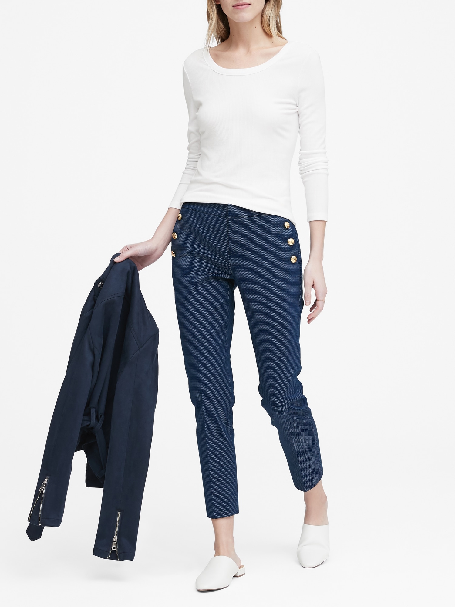 Petite Avery Straight-Fit Sailor Ankle Pant