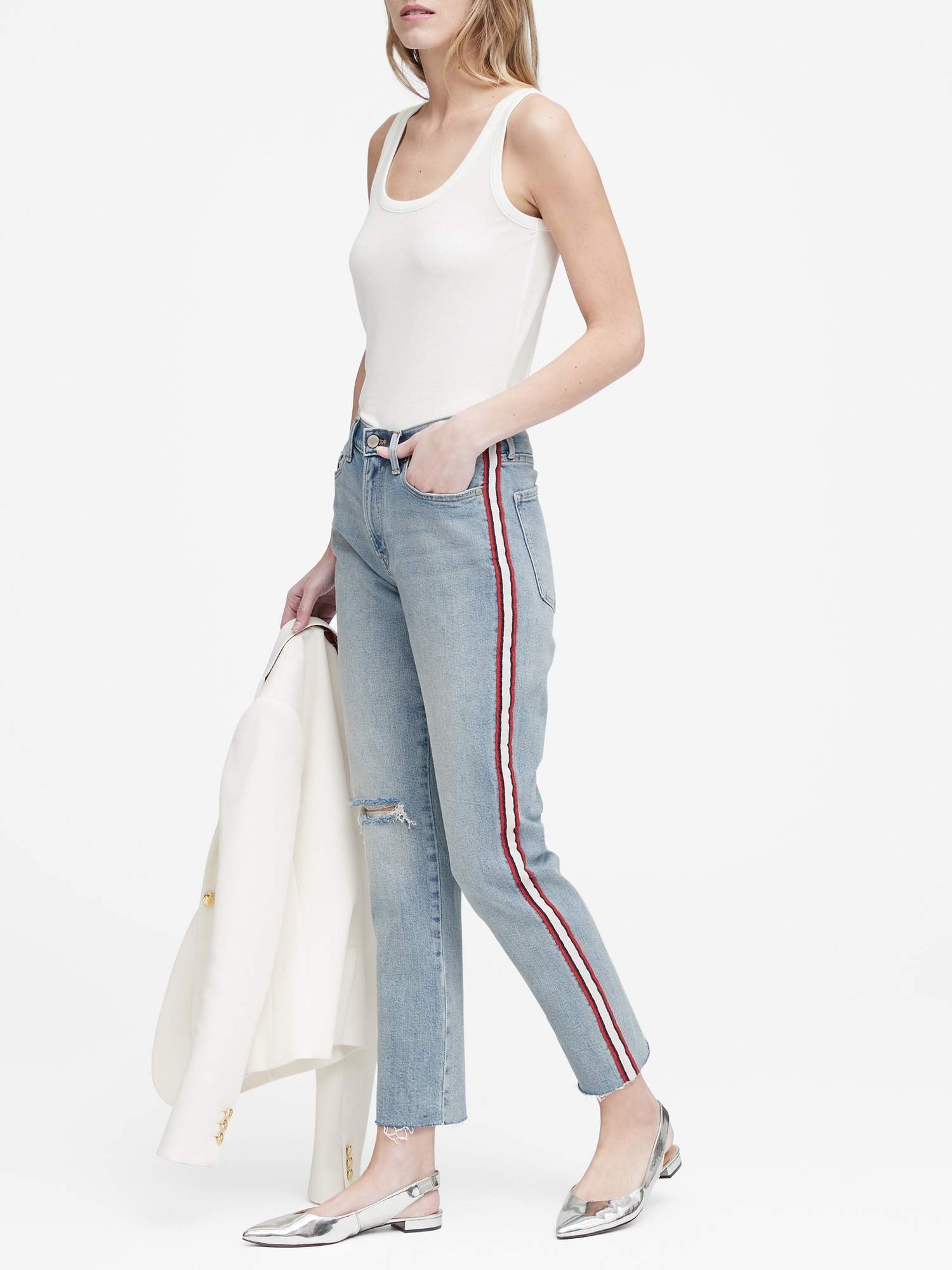 Petite High-Rise Straight-Fit Ankle Jean