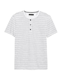 Linen-Cotton Henley T-Shirt