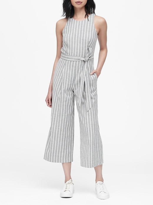Petite LinenCotton Cropped Jumpsuit Banana Republic
