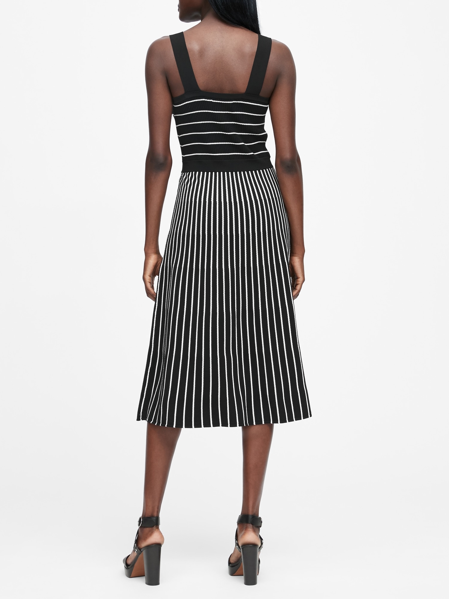 パーティードレス Square-neck Stripe-trim Knit Dress Every Square Neck Sleeveless Knit Stripe Midi Dress | Dillard's